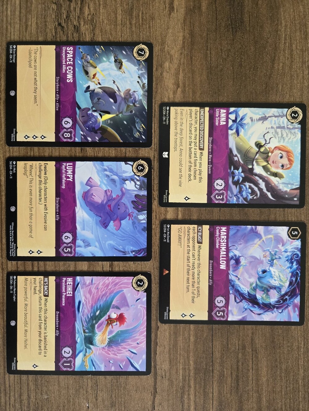 Disney Lorcana Winterspell Ch 11 Trading Card Game Amethyst Bundle - 5 Cards